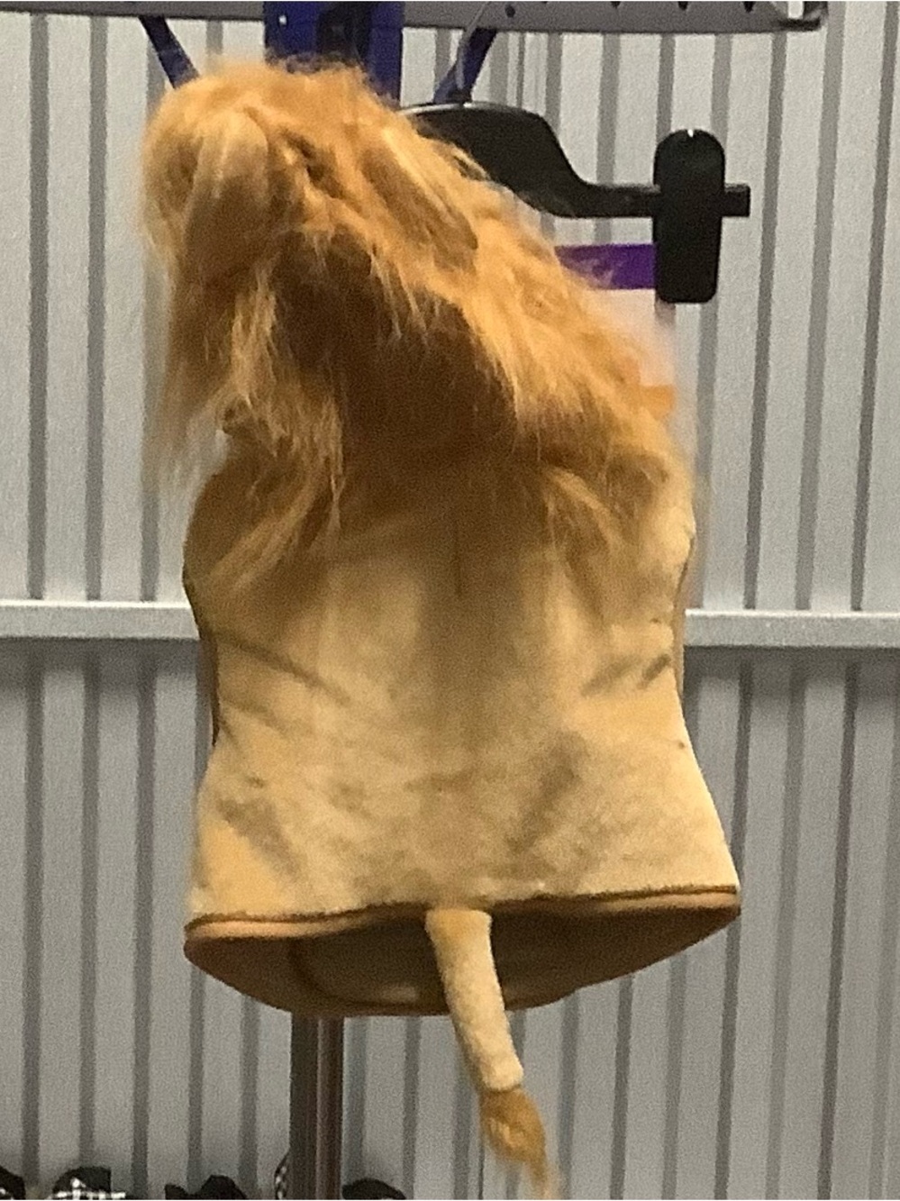Plush Lion Dog Hoodie in Tan with Mane size medium